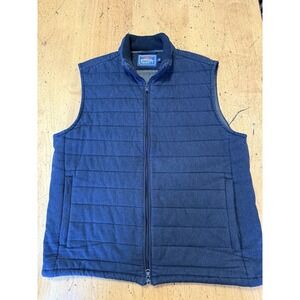 Faherty Vest Mens Size Large Navy Blue Quilted Full Zip Warm Outdoors Hiking